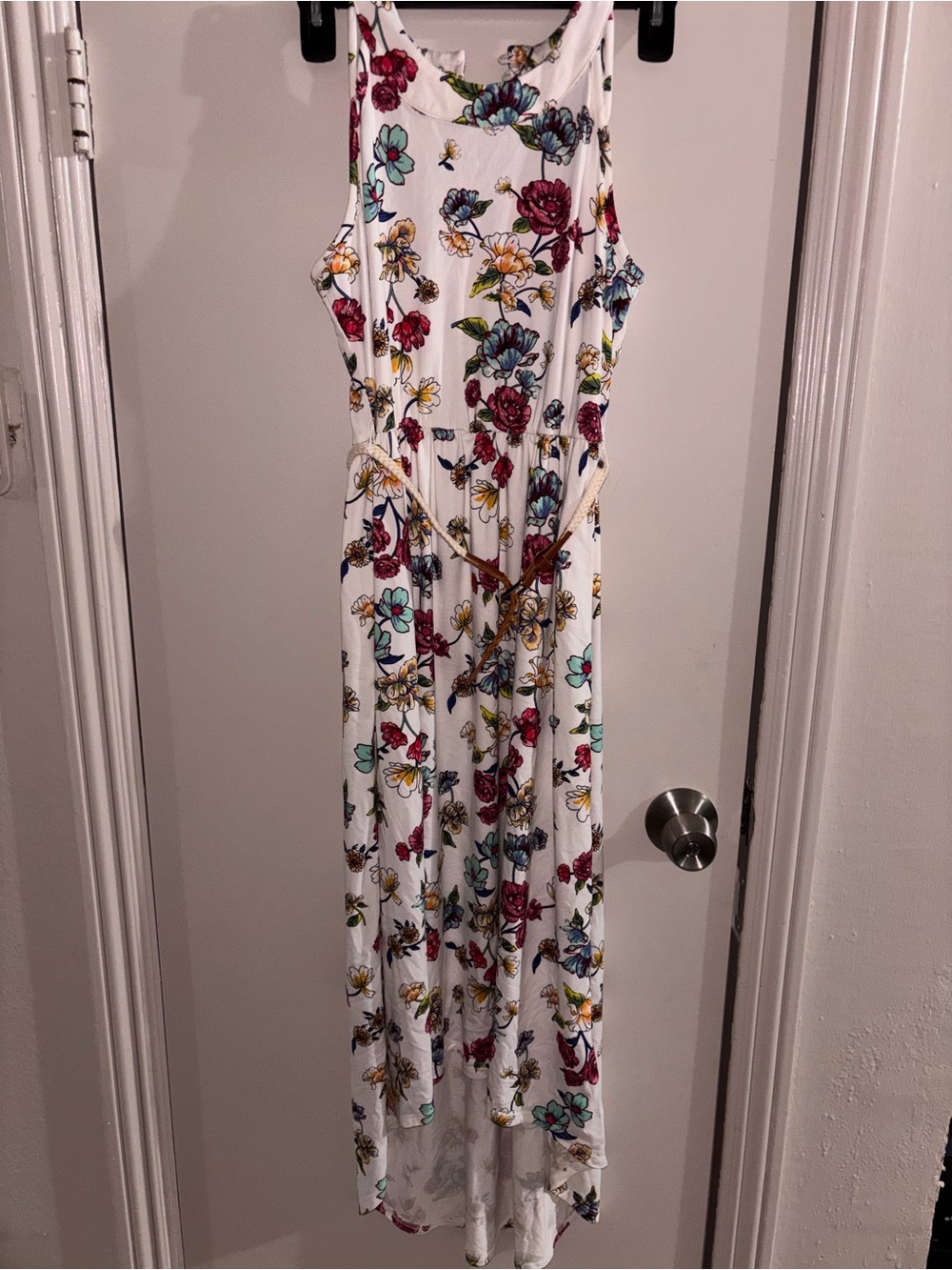 paper doll White Floral Maxi Dress with Multicolor Blooms